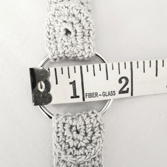 Handcrafted Silver Tone Gray Statement Chain Link Belt With Beaded Tassels - Picture 12 of 13